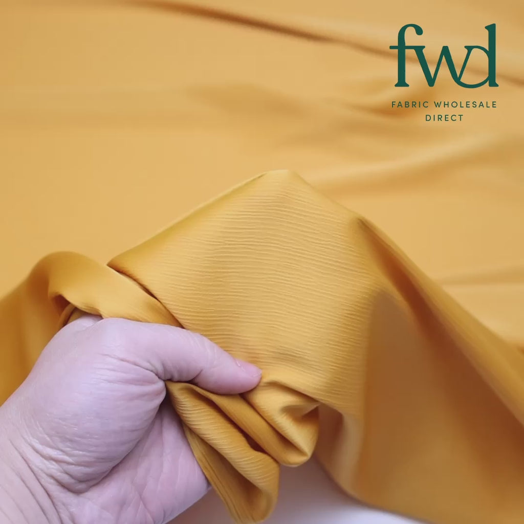 Matte Striped Crinkle Stretch Satin Gold Fabric Video|SV581467