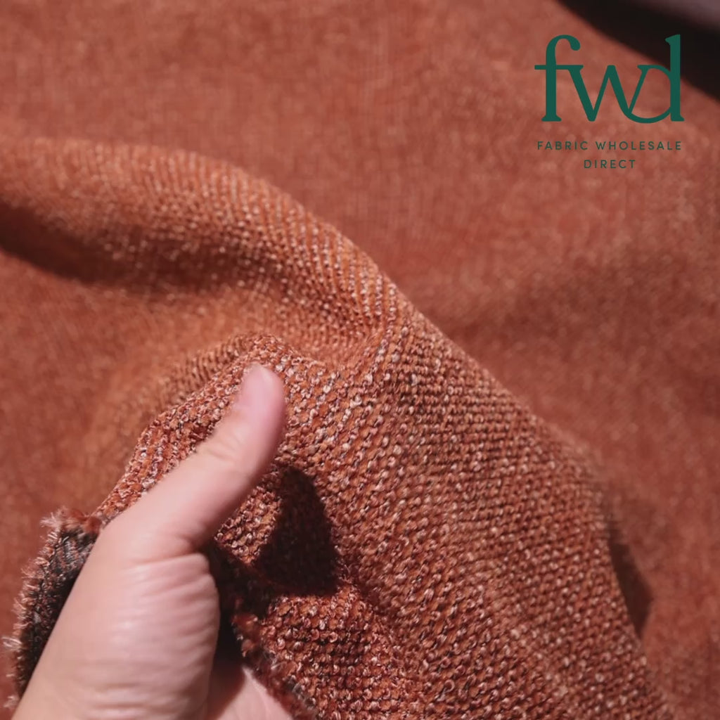 Nubby Jacquard Chenille Upholstery Rust Fabric Video|SV582030