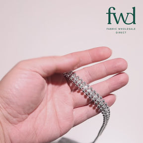 9/16 Inch Metallic Beaded Diamond Rhinestone Chain Trim (10 Yards) Silver Video|SV582546