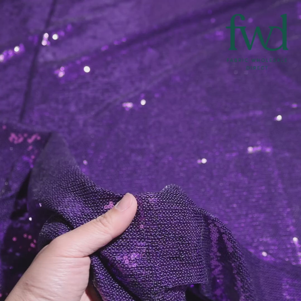 Zigzag Starlight Micro Sequins On Stretch Mesh Purple Fabric Video|SV575607