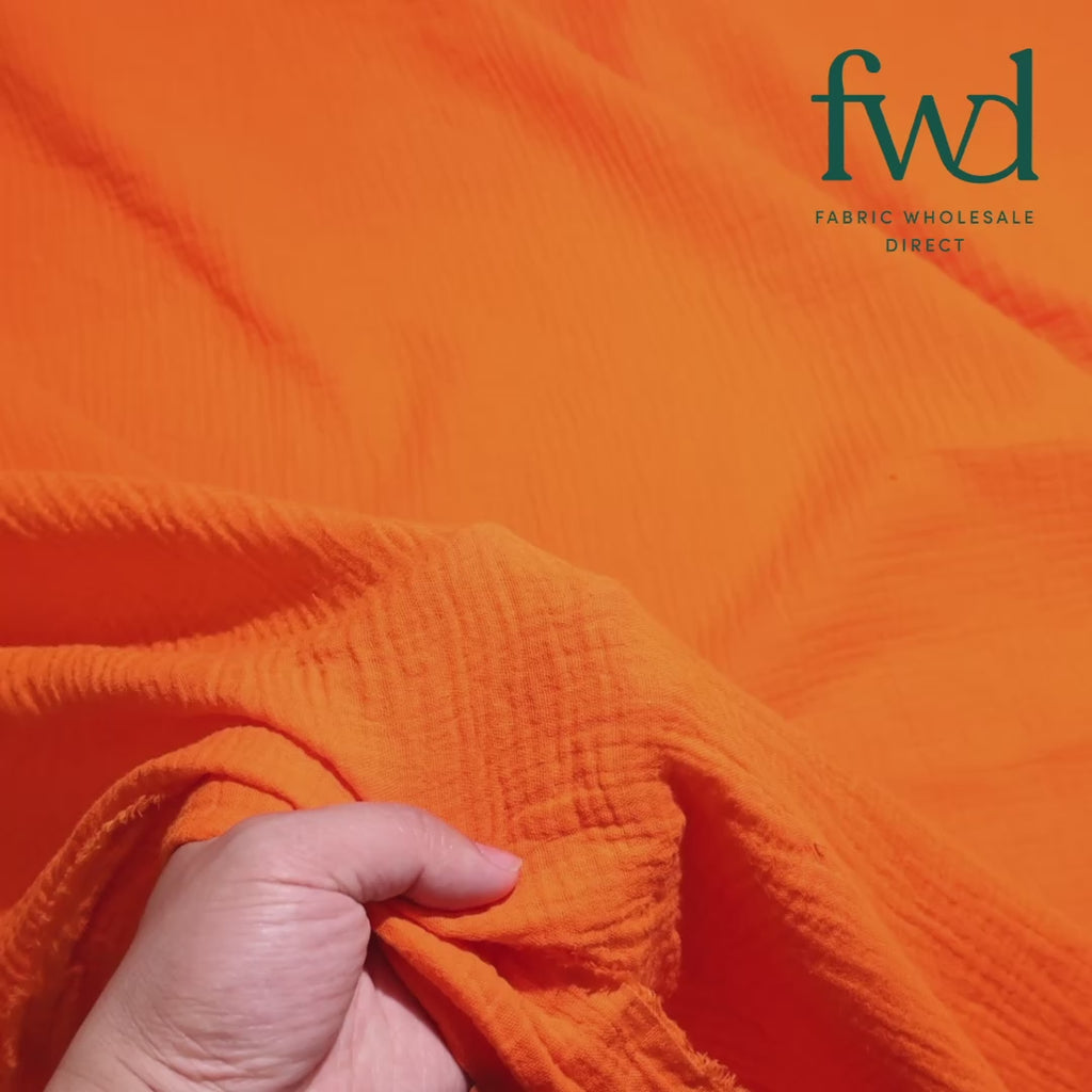Double Cotton Gauze Orange Fabric Video|SV582458