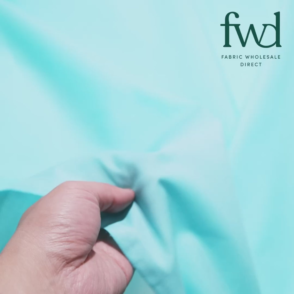 Cotton Polyester Broadcloth (58/60 Inch) Aqua Blue Fabric Video|SV573823