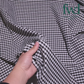 1/4 Inch Gingham Check Polyester Cotton Poplin Fabric Black Video|SV575740
