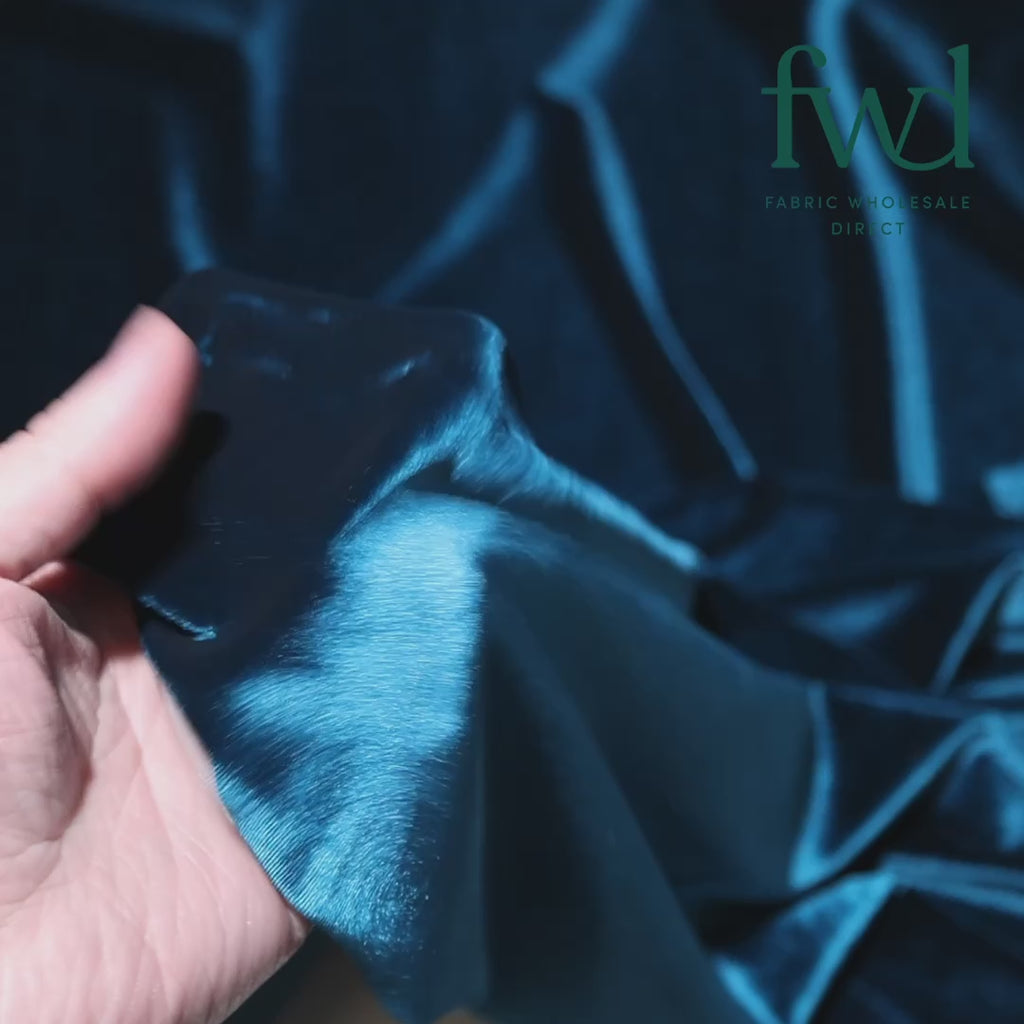 Stretch Velvet Teal Fabric Video|SV571492