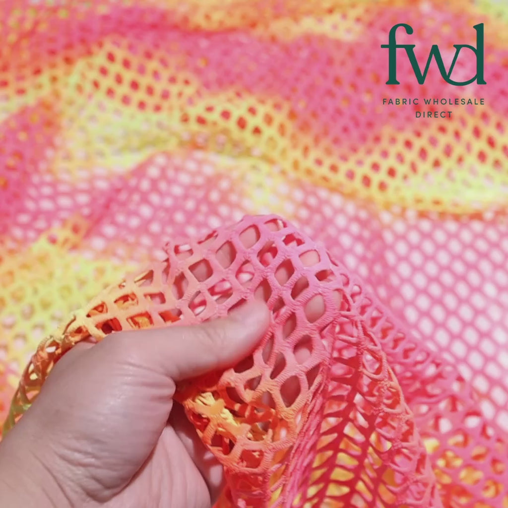 Cabaret Stretch Mesh Neon Lime / Hot Pink Fabric Video|SV577929