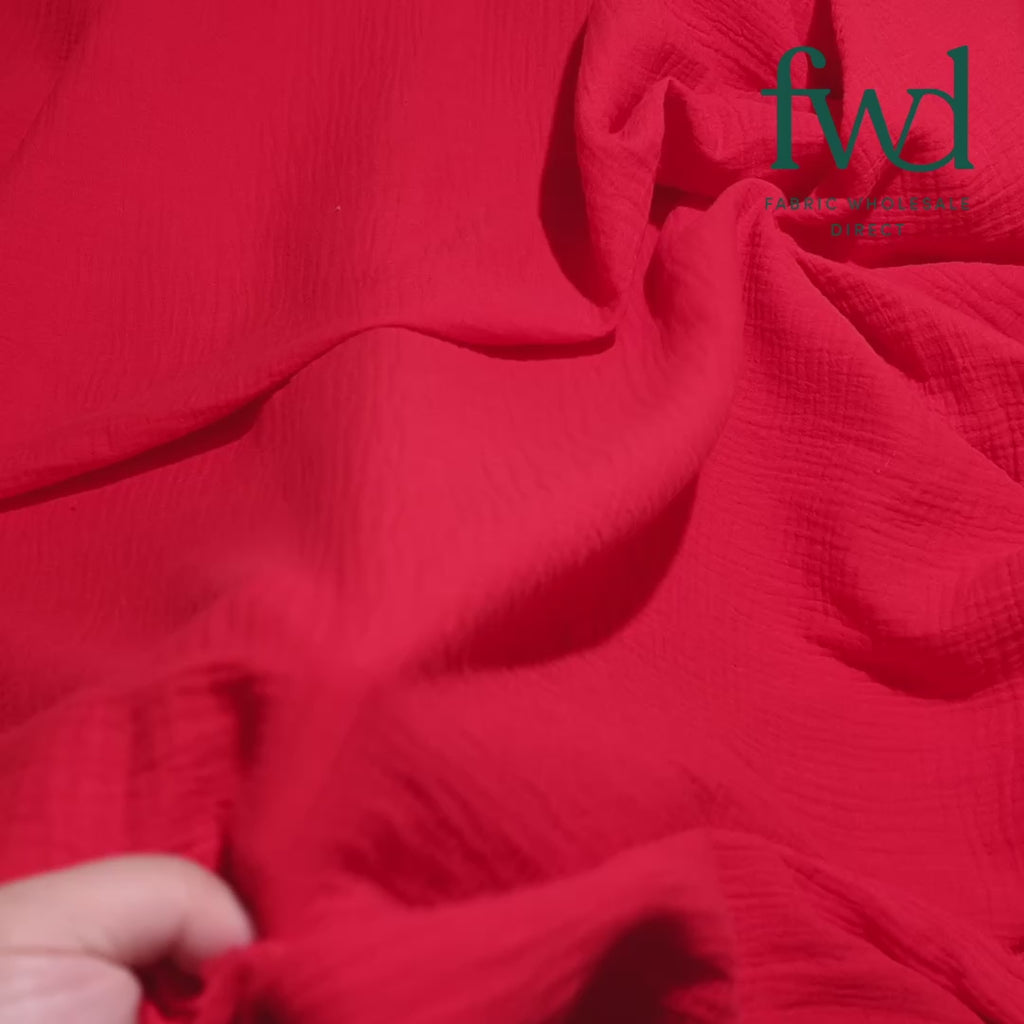 Double Cotton Gauze Red Fabric Video|SV582465