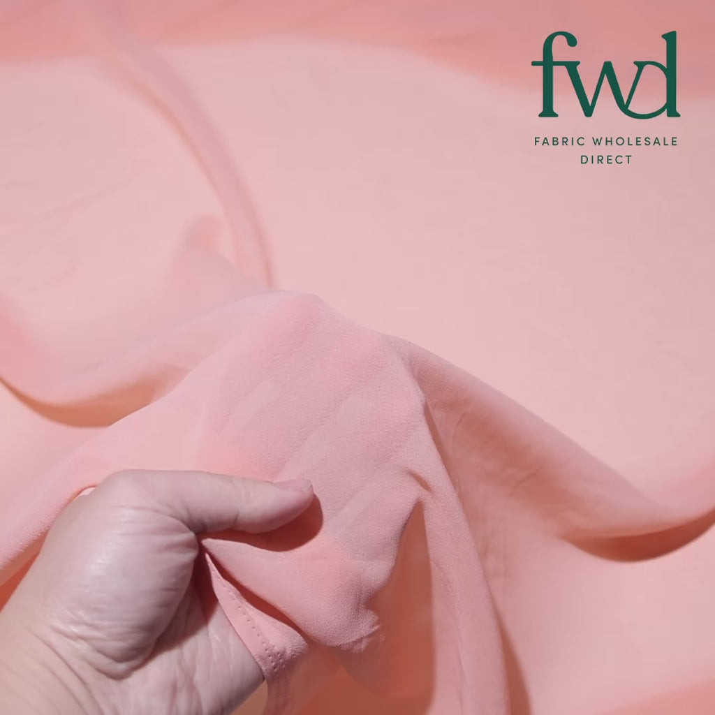 Polyester Chiffon (60 Inch) Peach Fabric Video|SV571060