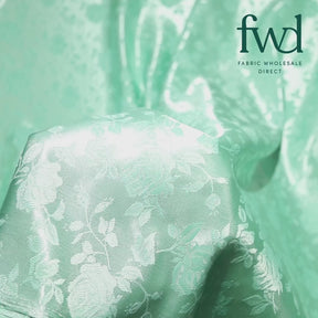 Rose Jacquard Satin Mint Fabric Video|SV579536
