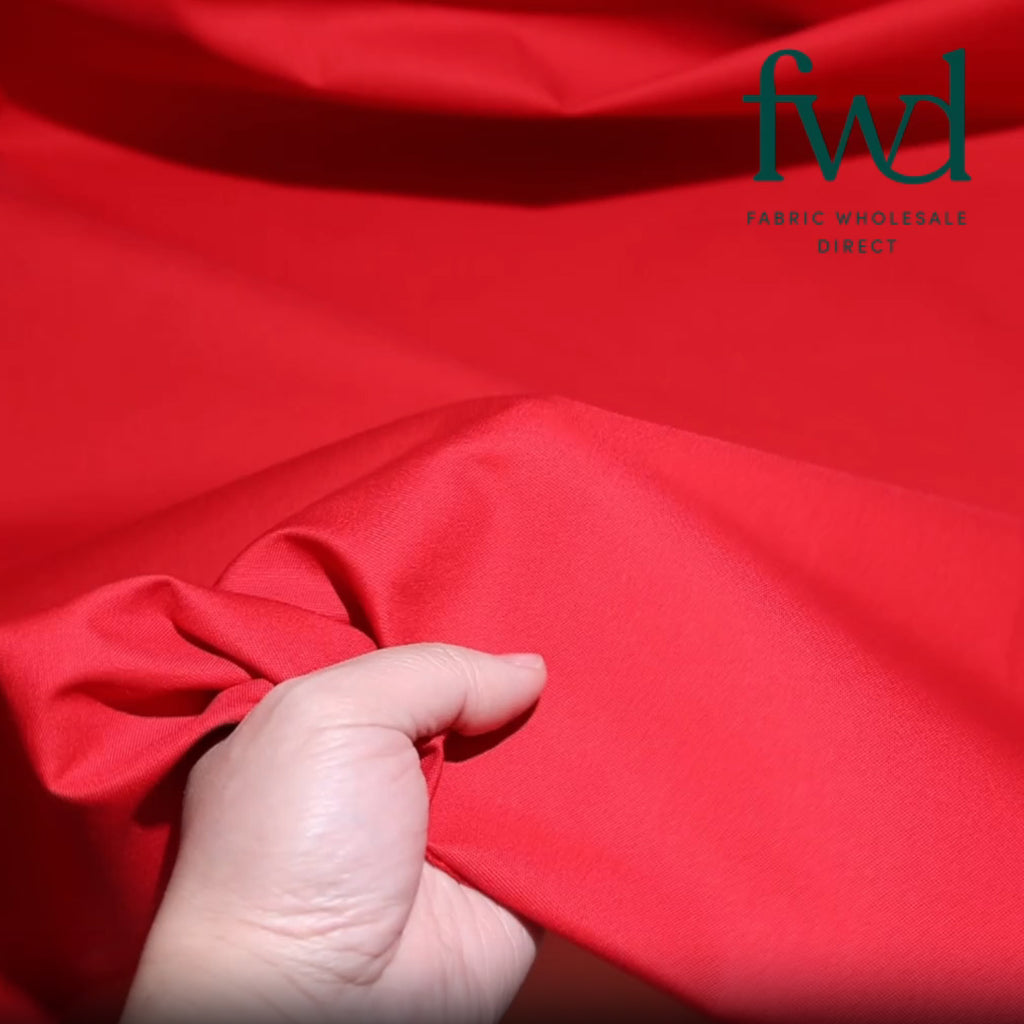 Poly Cotton Twill Red Fabric Video|SV580383