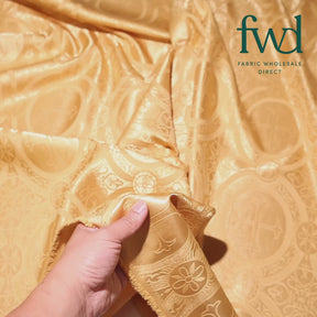 Liturgical Church Ecclesiastical Satin Jacquard Brocade Gold Fabric Video|SV581955