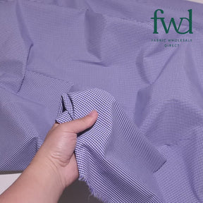 1/16 Inch Gingham Check Polyester Cotton Poplin Fabric Imperial Blue / White Video|SV583084