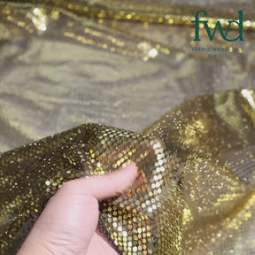 American Trans Knit Confetti Dot Sequins Fabric Gold / Black Video|SV571592