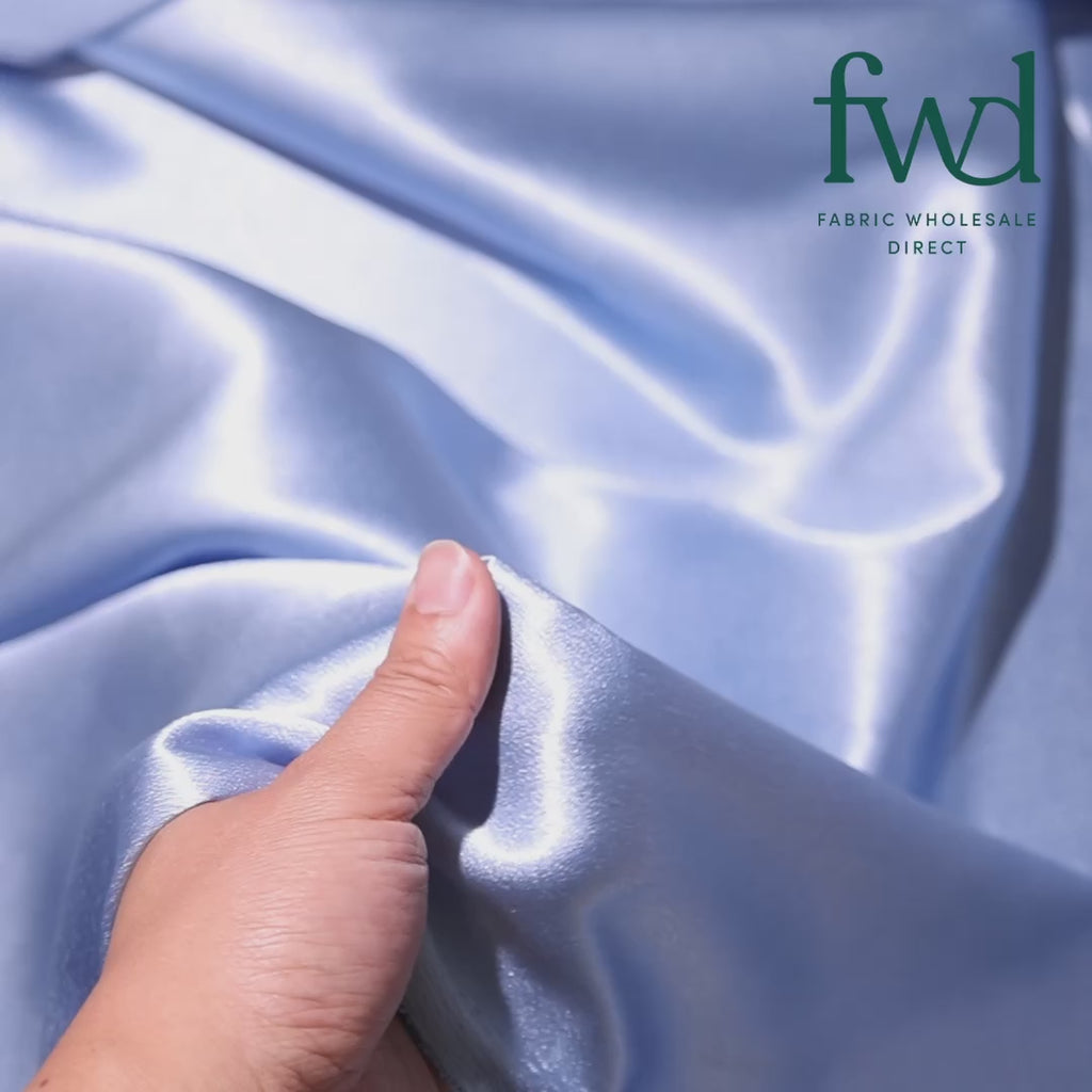 Classic Spun Yarn Polyester Crepe Back Satin Light Blue Fabric Video|SV582157