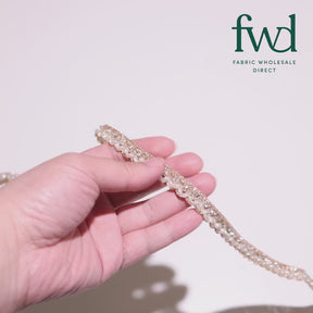 1/2 Inch Beaded Rhinestone Metallic Corded Ribbon Fabric Trim Antique Gold Video|SV582730
