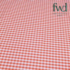 1/4 Inch Gingham Check Polyester Cotton Poplin Fabric Orange Video|SV581824