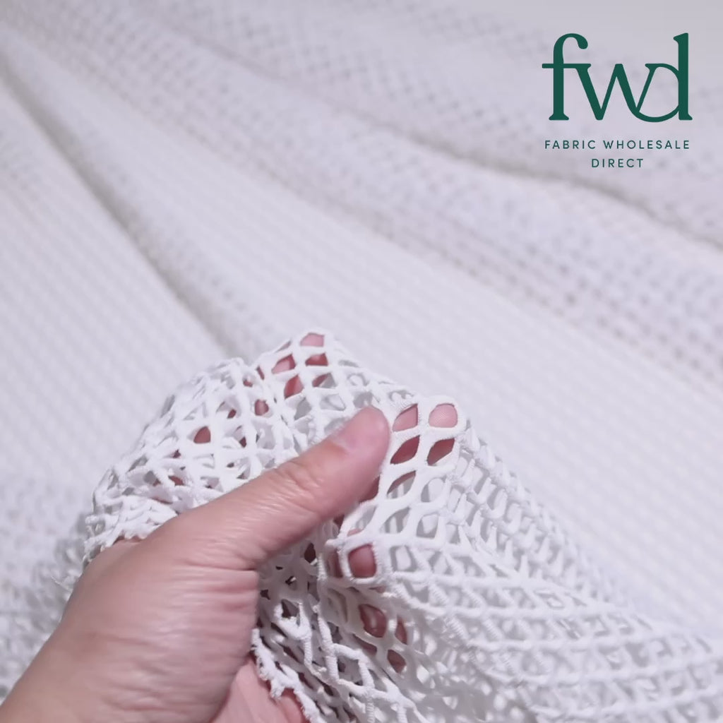 Cabaret Stretch Mesh White Fabric Video|SV570311