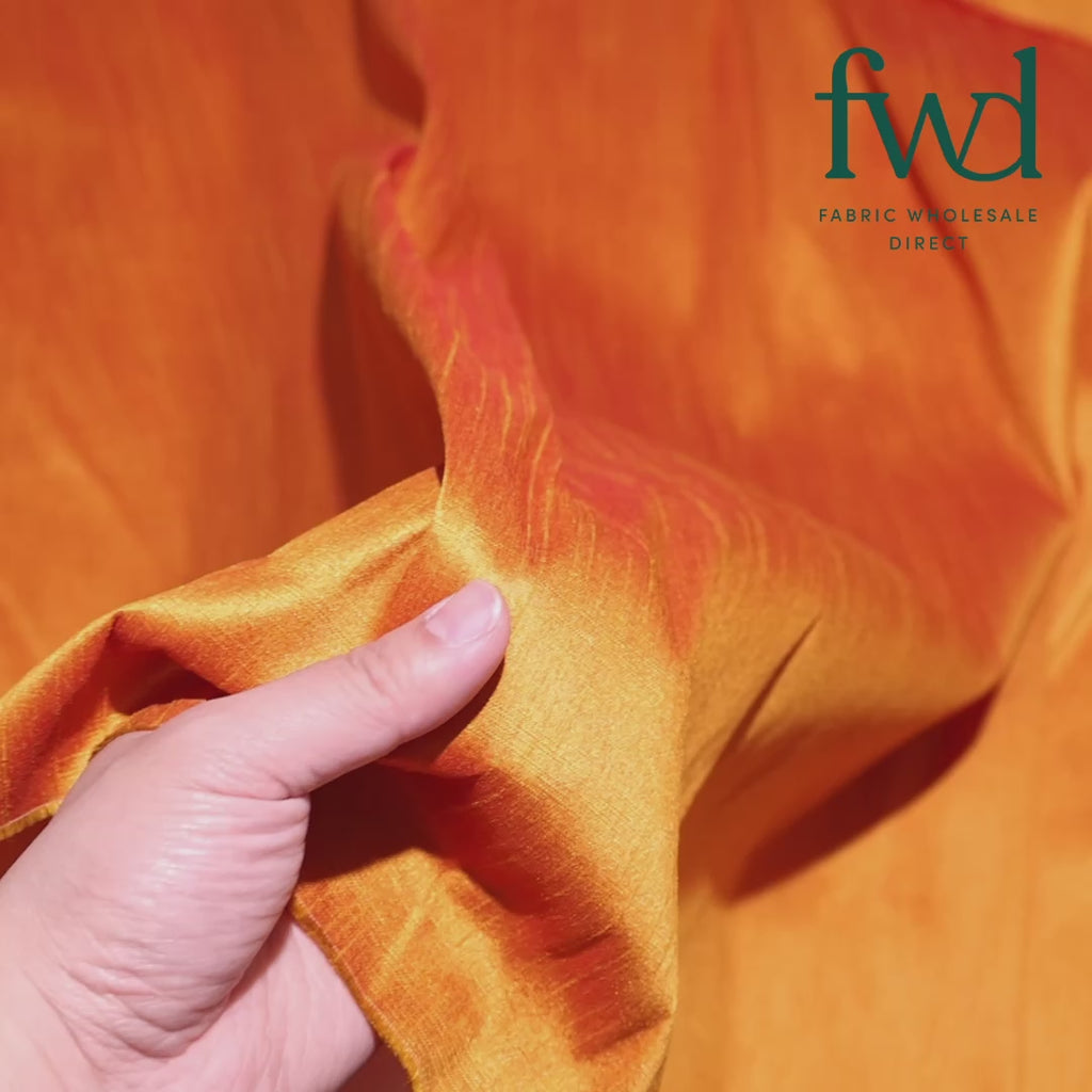 Heavyweight Polyester Dupioni Fabric Burnt Orange Video|SV583055