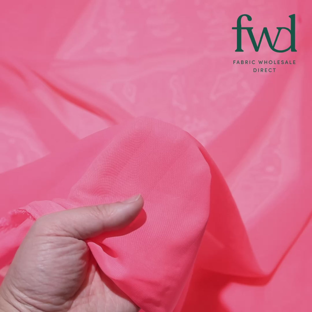 Polyester Chiffon (60 Inch) Neon Fuchsia Fabric Video|SV571071