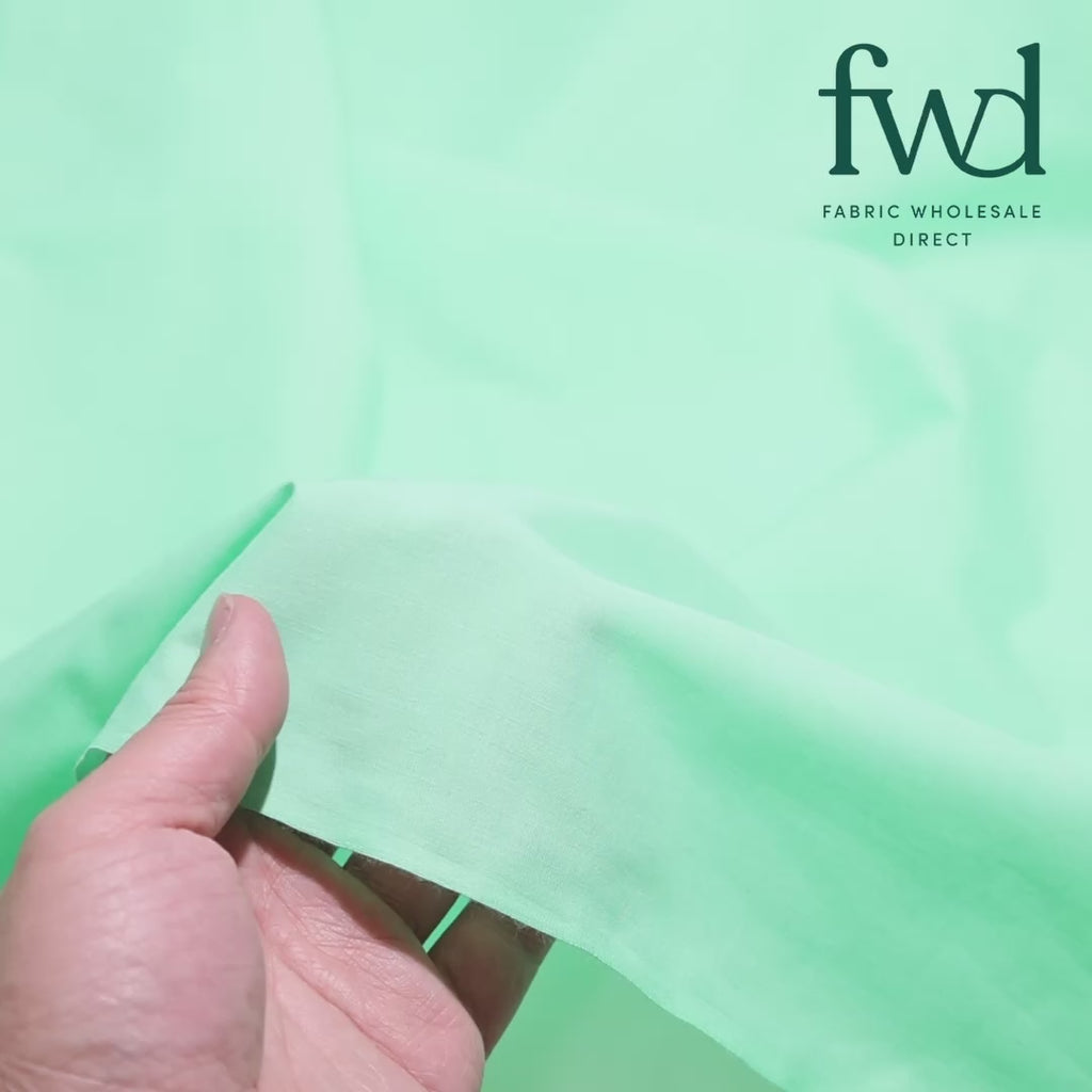 Cotton Polyester Broadcloth (58/60 Inch) Aqua Green Fabric Video|SV573824