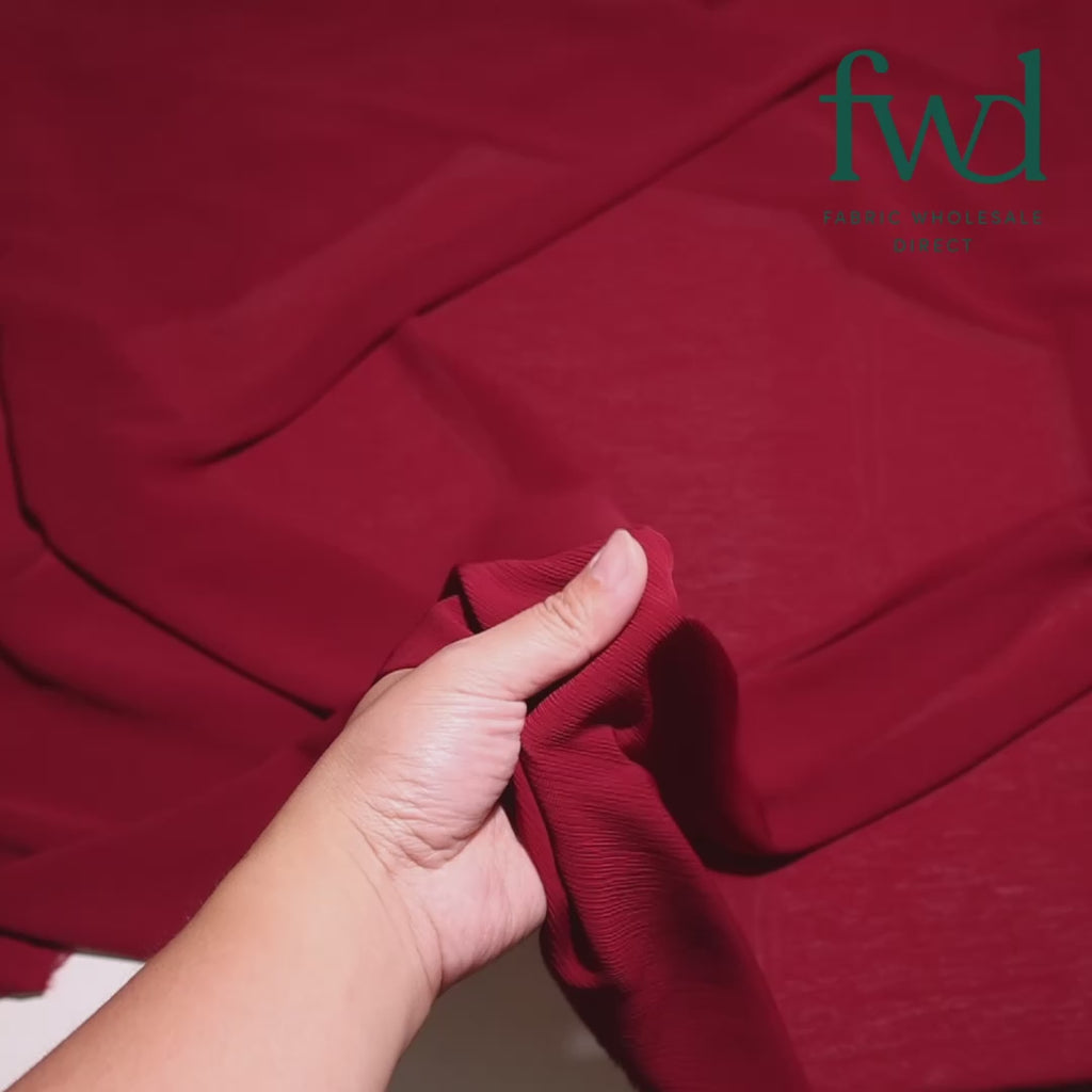 Polyester Crinkle Georgette Burgundy Fabric Video|SV582330