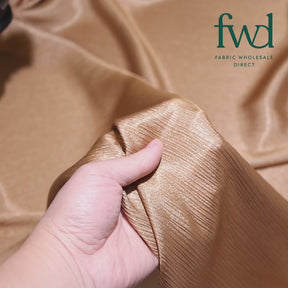 Shiny Striped Crinkle Crepe Satin Antique Gold Fabric Video|SV581490