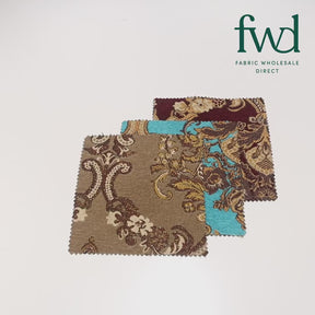 Victorian Damask Metallic Chenille Upholstery Brocade Jacquard Fabric SV579880 Turquoise / Gold 5