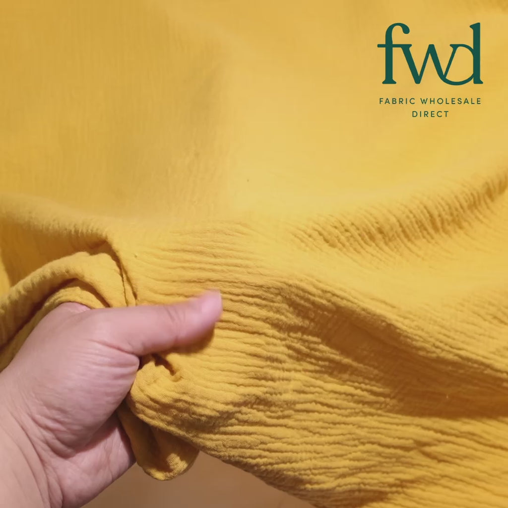 Double Cotton Gauze Mustard Fabric Video|SV582459