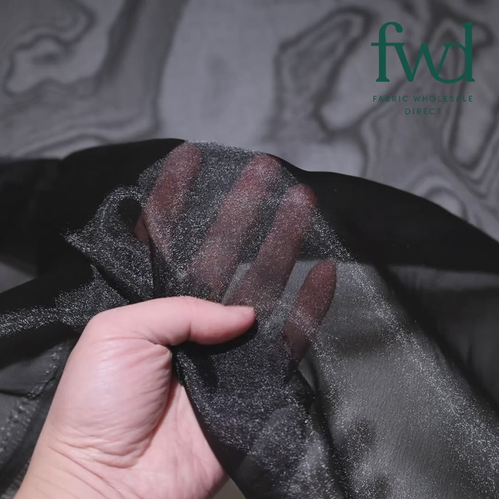 Crystal Organza (59/60 Inch) Black Fabric Video|SV571282