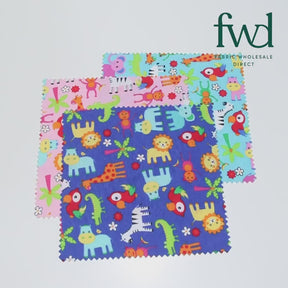 Jungle Animals Printed Cotton Flannel Fabric SV580366 Royal Blue 4