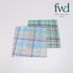 Tartan Plaid Linen Look Fabric SV579015 Light Blue 4