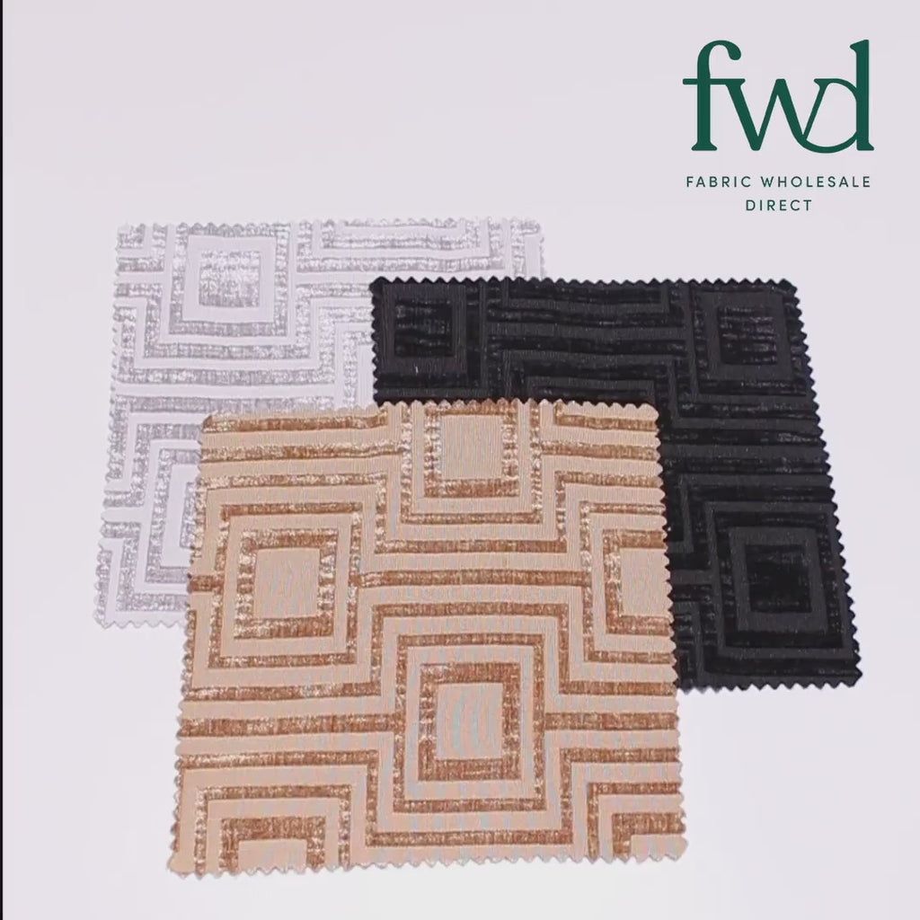 Geometric Chenille Upholstery Brocade Jacquard Fabric SV580312 Black / Black 5
