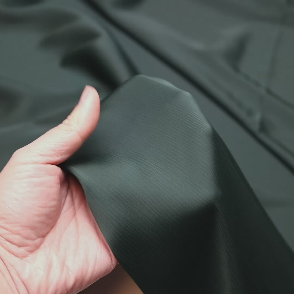 Matte Striped Crinkle Stretch Satin Hunter Green Fabric Video|SV581460