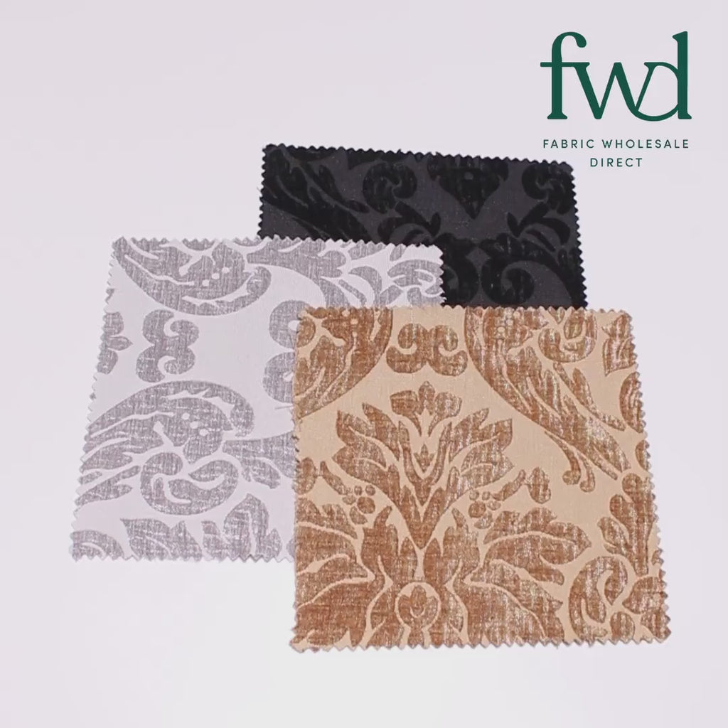 Julius Damask Chenille Upholstery Brocade Jacquard Fabric SV580311 Black / Black 5