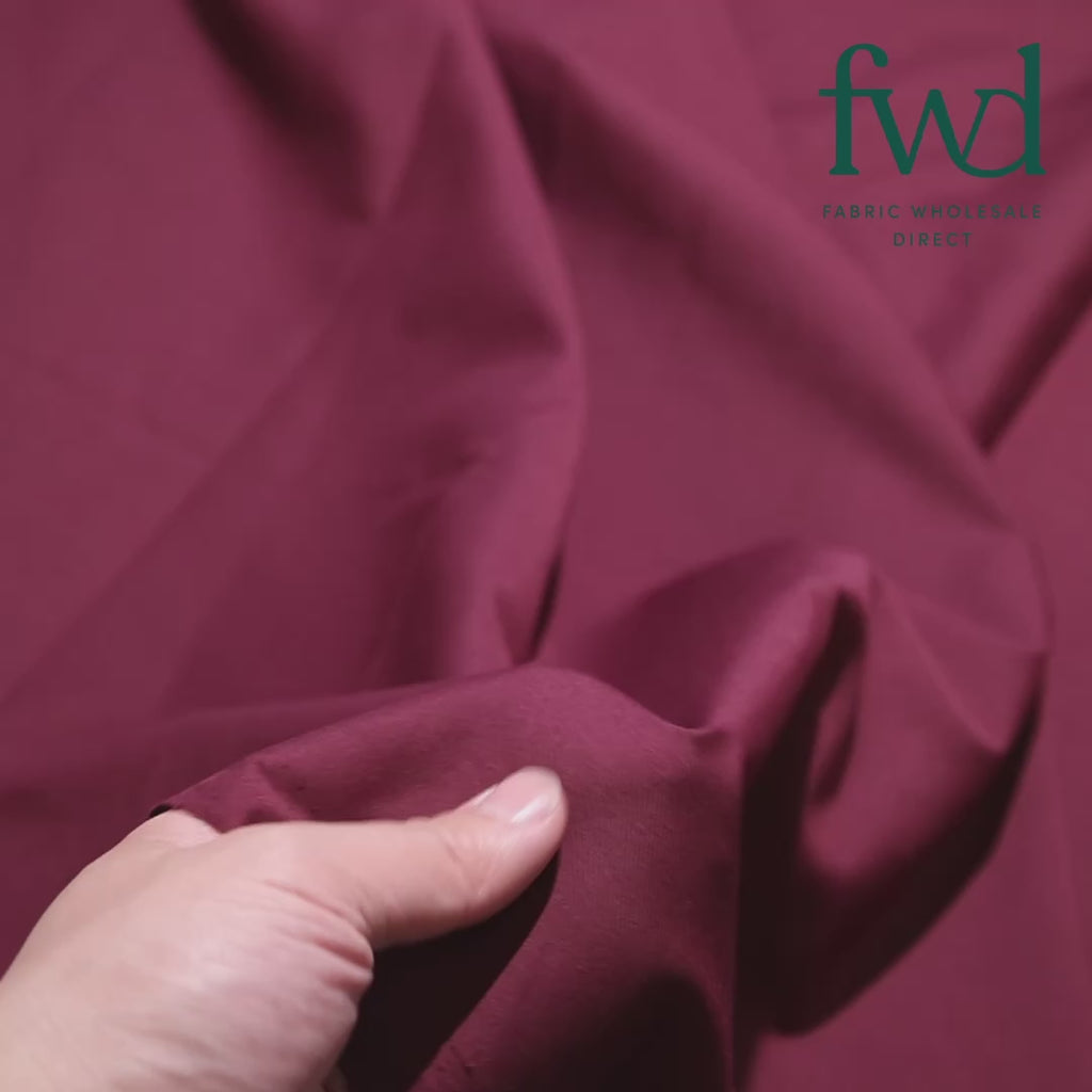 Cotton Polyester Broadcloth (58/60 Inch) Wine Fabric Video|SV575108