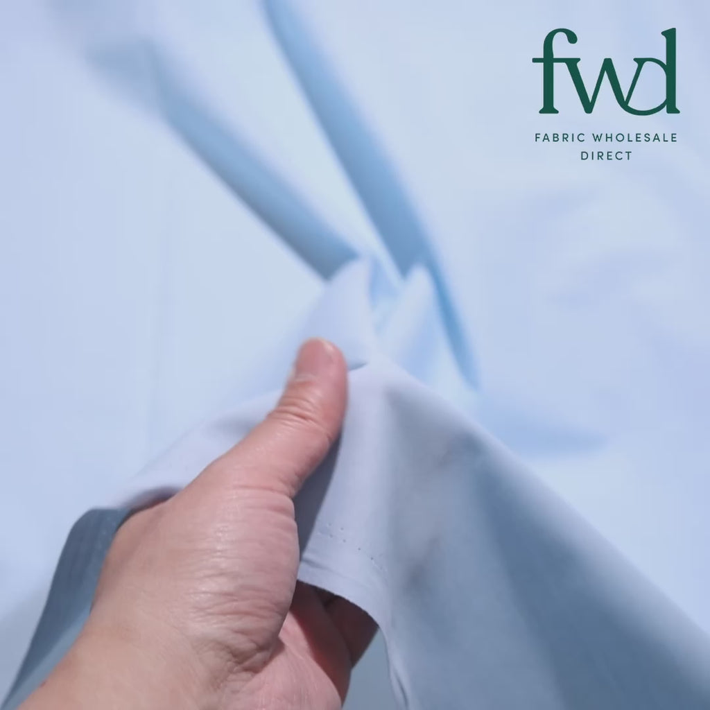 Cotton Polyester Broadcloth (58/60 Inch) Light Blue Fabric Video|SV573829