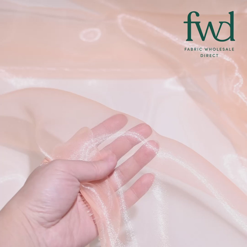 Princess Polyester Bridal Organza Fabric Peach Video|SV581770