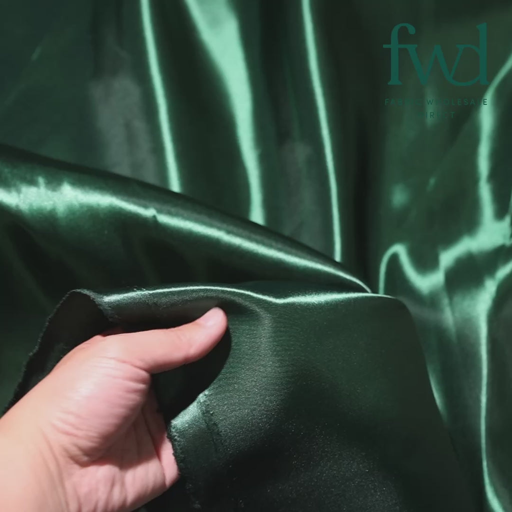 Bridal Satin Hunter Green Fabric Video|SV578952