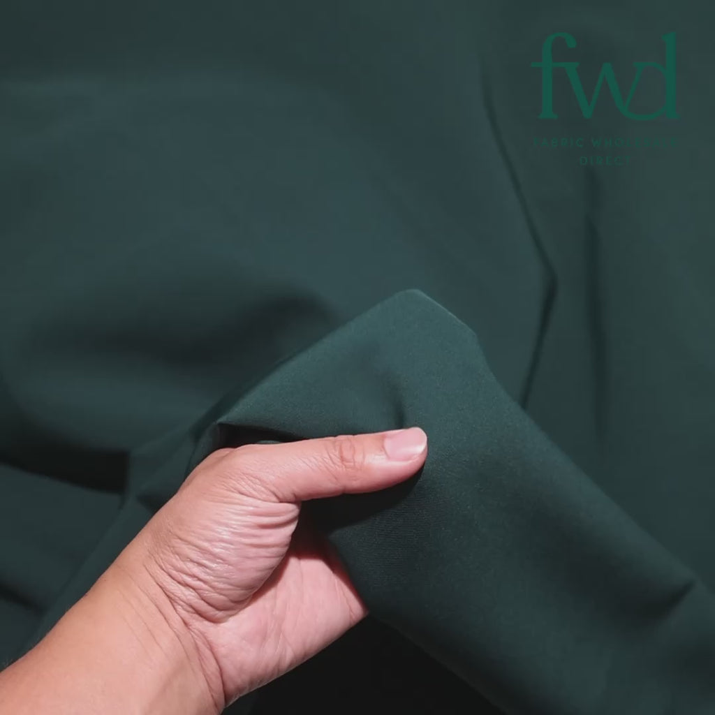 Polyester Crinkle Pebble Moss Crepe Hunter Green Fabric Video|SV582342