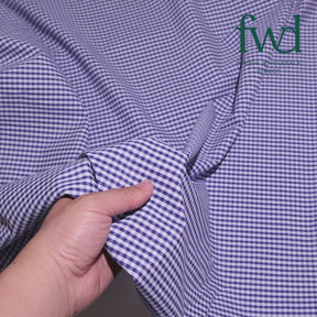 1/8 Inch Gingham Check Polyester Cotton Poplin Fabric Imperial Blue / White Fabric Video|SV582943