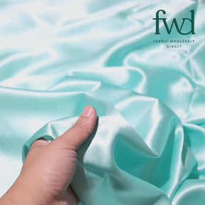 Classic Spun Yarn Polyester Crepe Back Satin Aqua Green Fabric Video|SV582141
