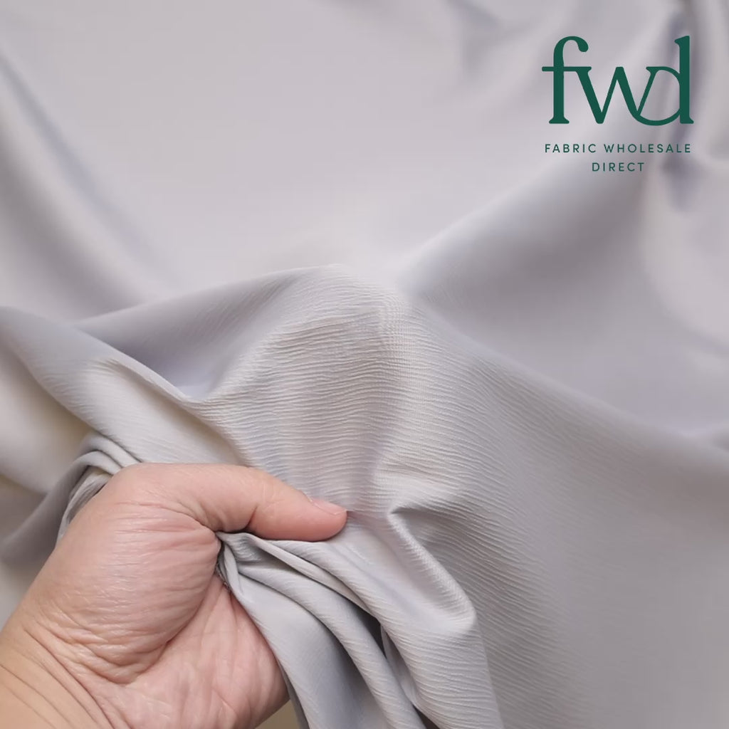 Matte Striped Crinkle Stretch Satin Silver Fabric Video|SV581466
