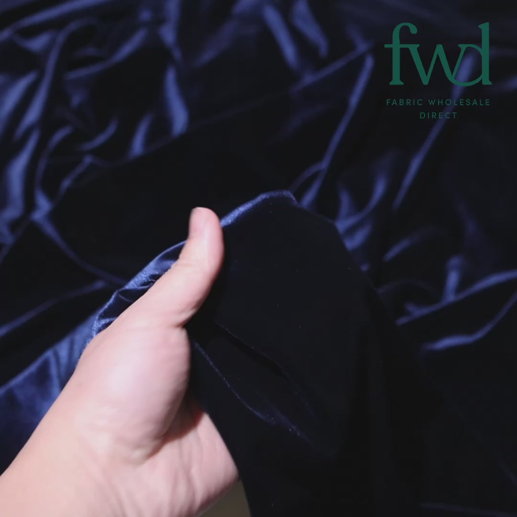 Stretch Velvet Navy Blue Fabric Video|SV571512