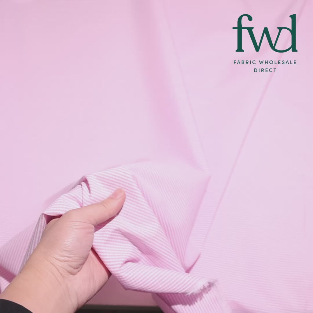 1/16 Inch Gingham Check Polyester Cotton Poplin Fabric Pink / White Video|SV575751