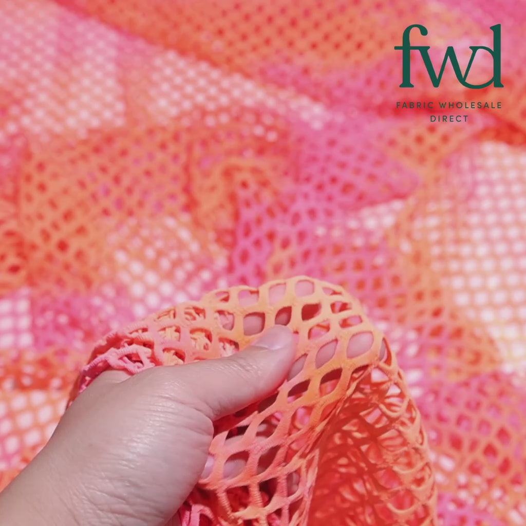 Cabaret Stretch Mesh Neon Pink / Neon Orange Fabric Video|SV577928