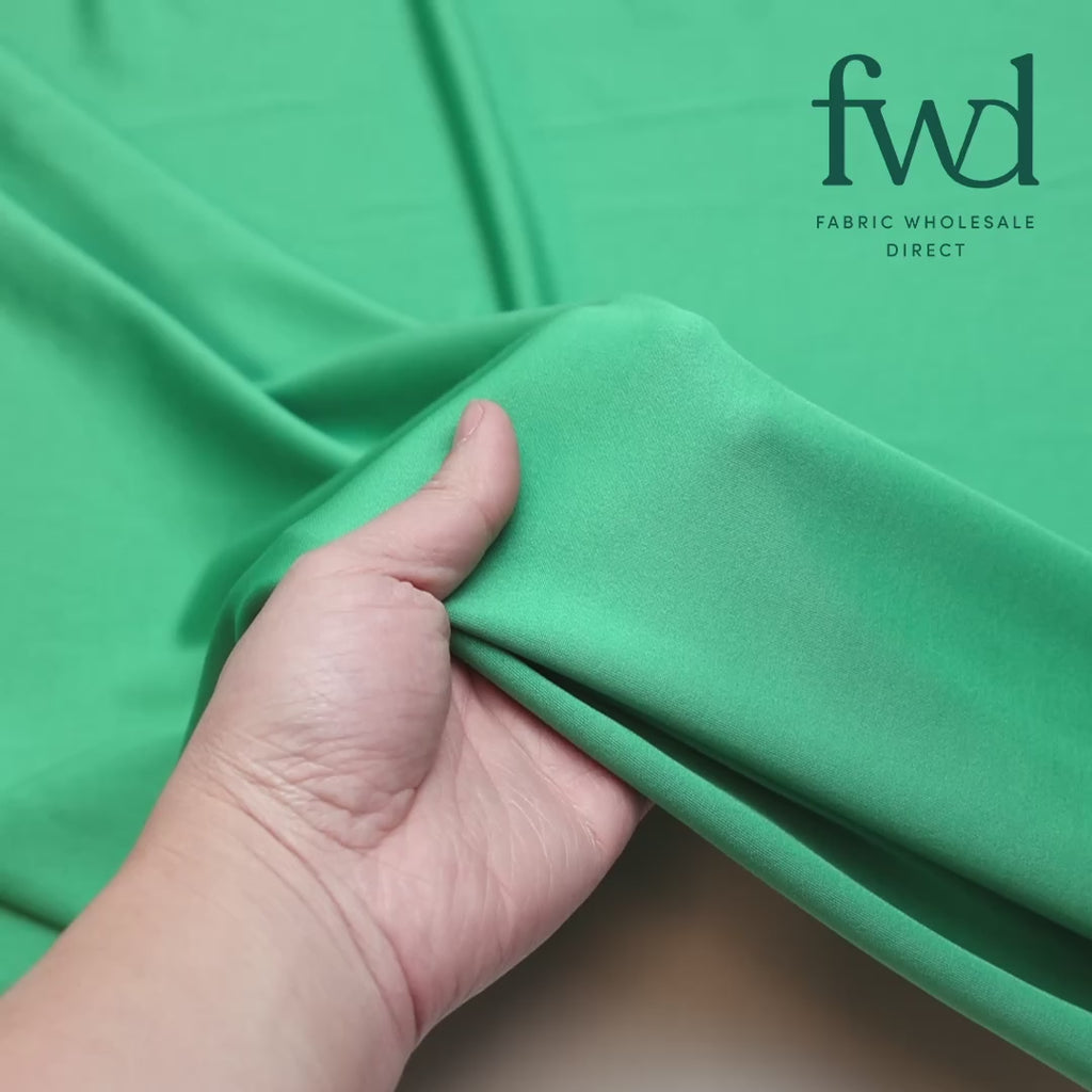 Stretch Crepe Scuba Double Knit Kelly Green Fabric Video|SV577171