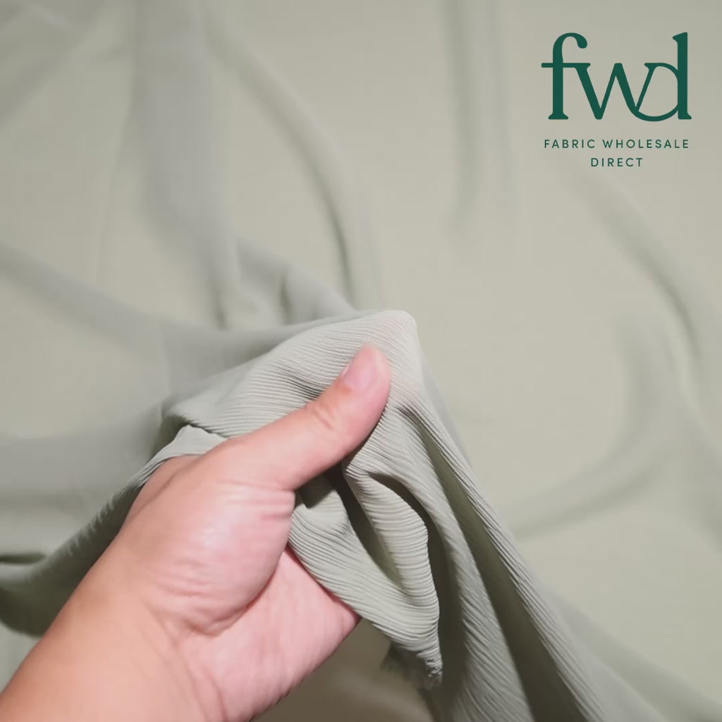 Polyester Crinkle Georgette Sage Fabric Video|SV582331