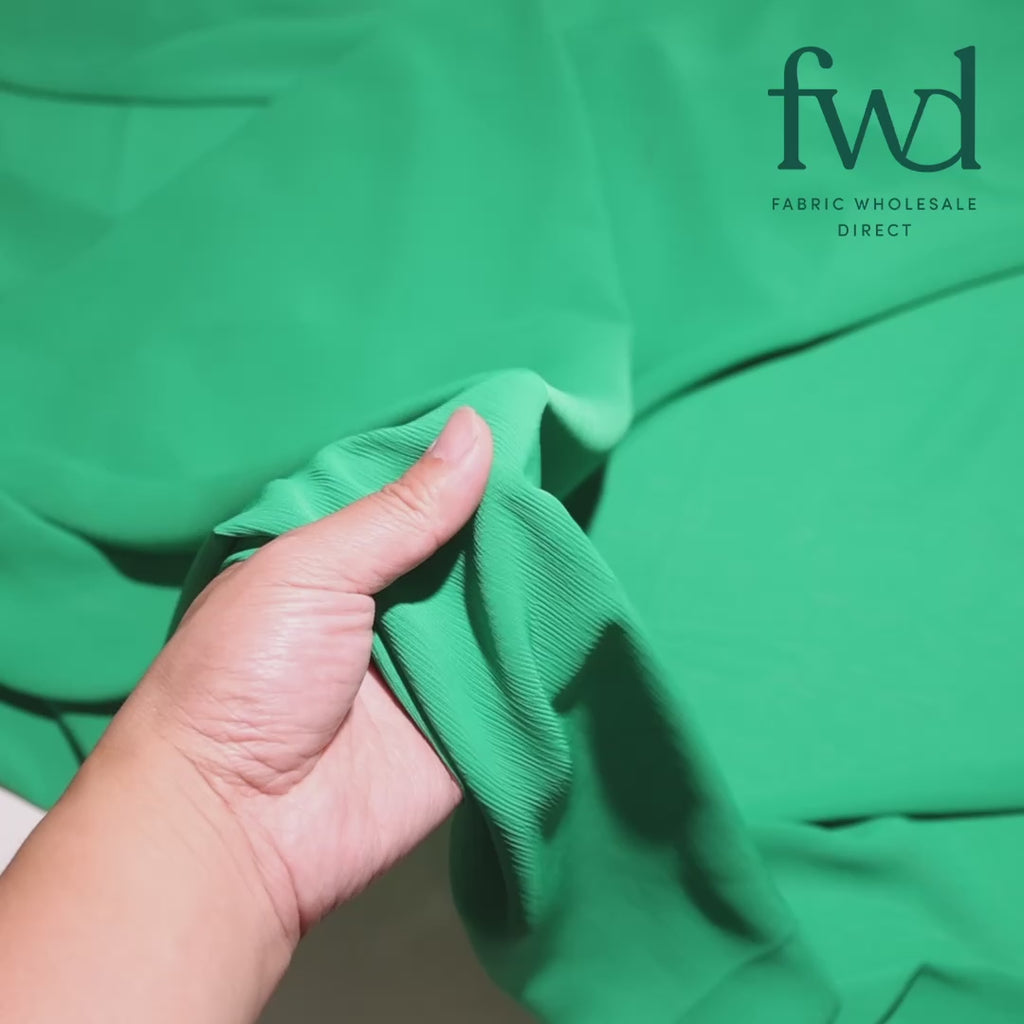 Polyester Crinkle Georgette Kelly Green Fabric Video|SV582316