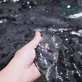 Two-Sided Reversible Sequins On Stretch Mesh Black / Silver Fabric Video|SV576257