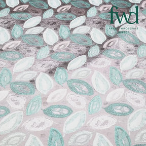 Autumn Leaf Extra Wide Metallic Upholstery Jacquard Mint Fabric Video|SV581157