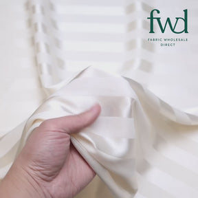 1 Inch Striped Stretch Satin Jacquard Ivory Fabric Video|SV581721